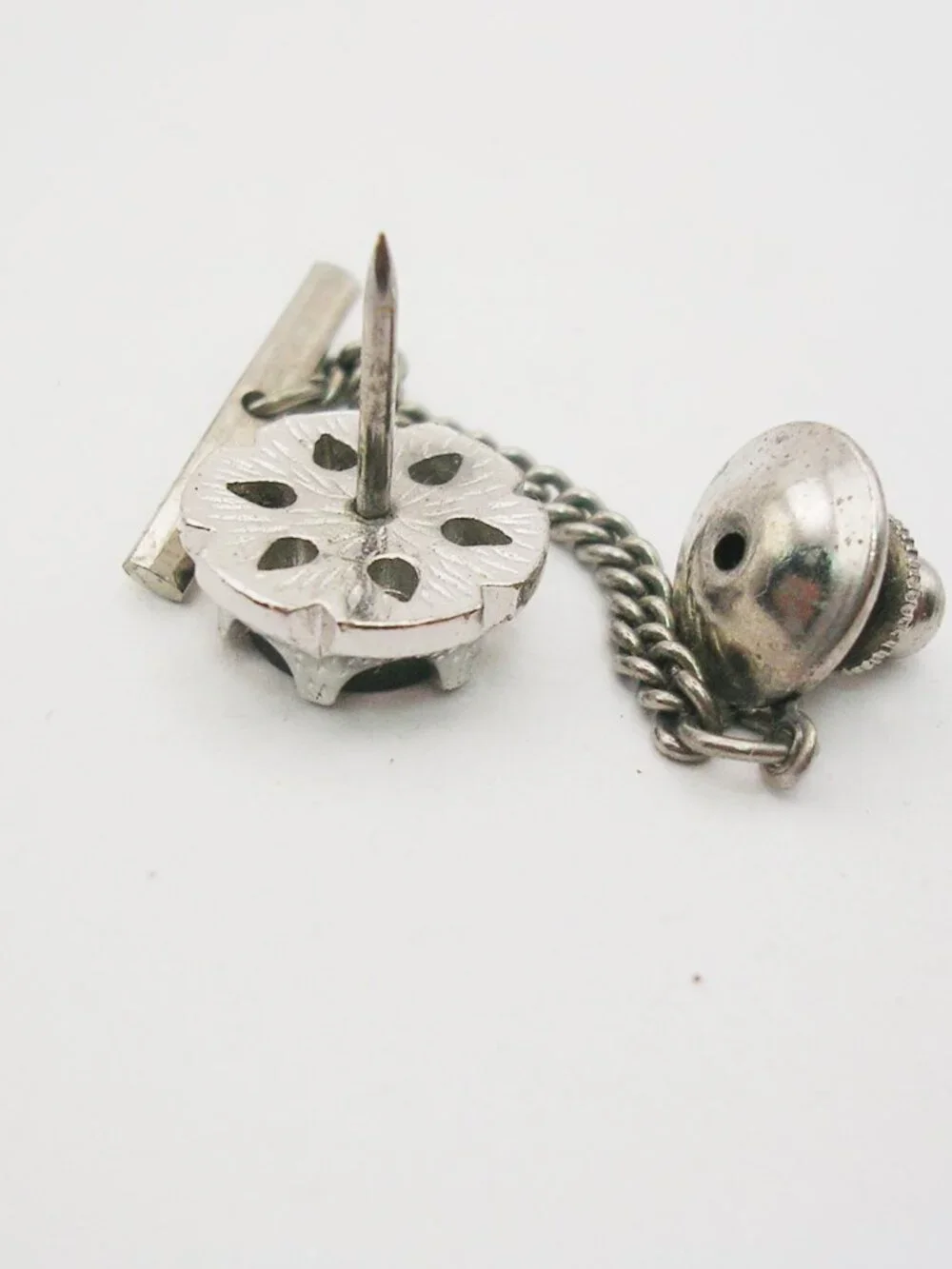 Vintage Tie Tack Pin with Chain Black Onyx Gemstone classic Men Formal Wear
